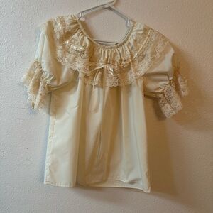 Chic Lace-Trimmed Cream Blouse